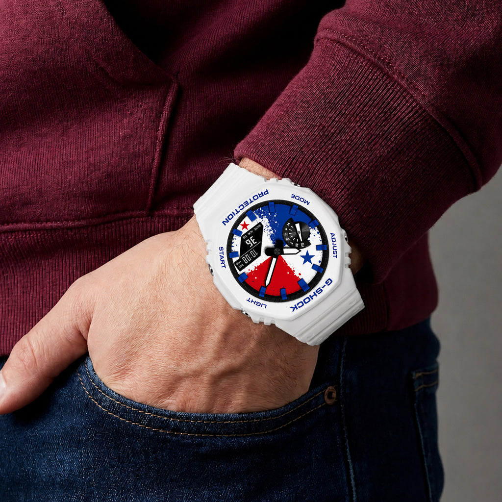 Custom Panama flag Casio G-Shock on the wrist, by IFL Watches