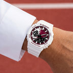 Casio G-Shock Qatar flag watch worn on the wrist, by IFL Watches
