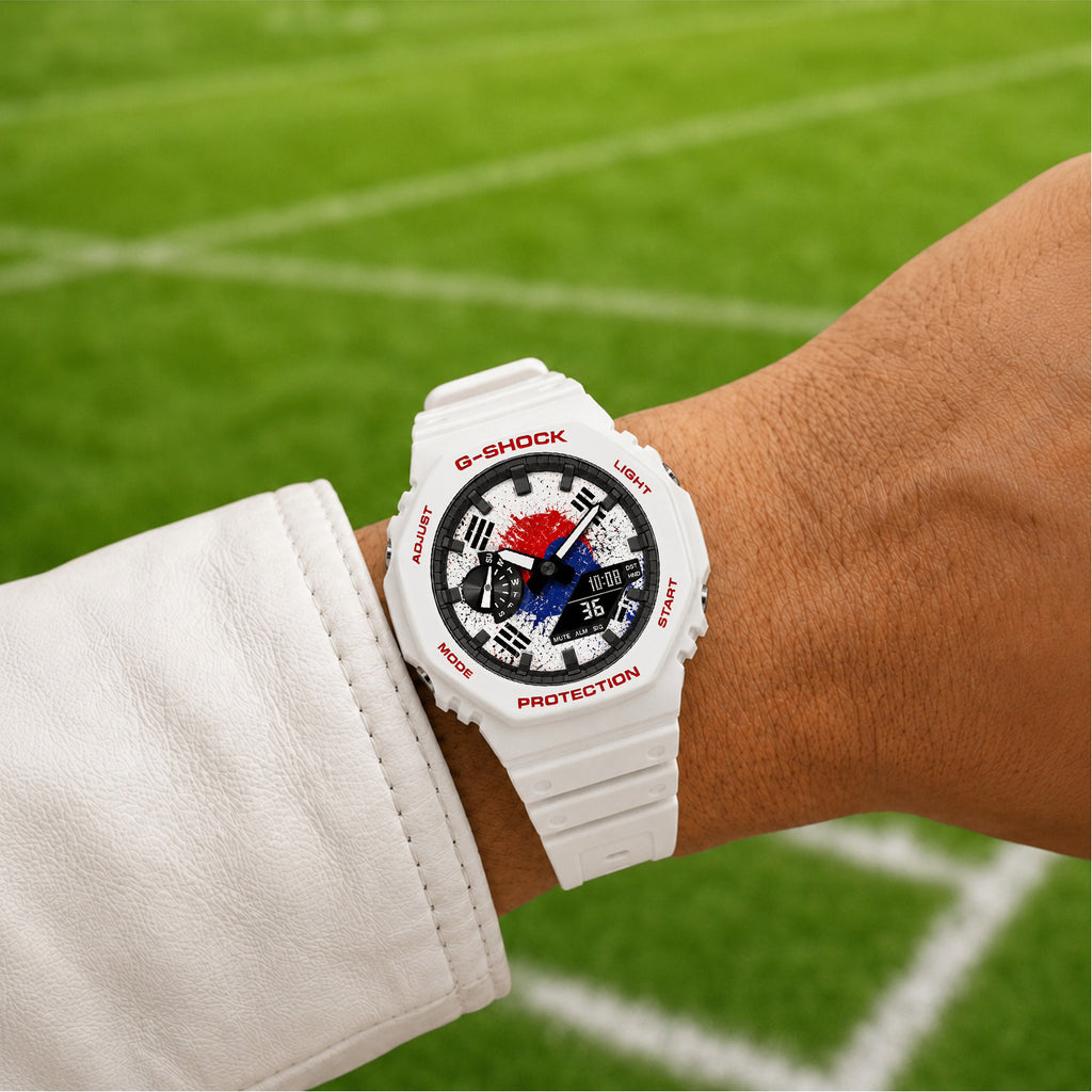 Custom South Korea flag Casio G-Shock on the wrist, by IFL Watches