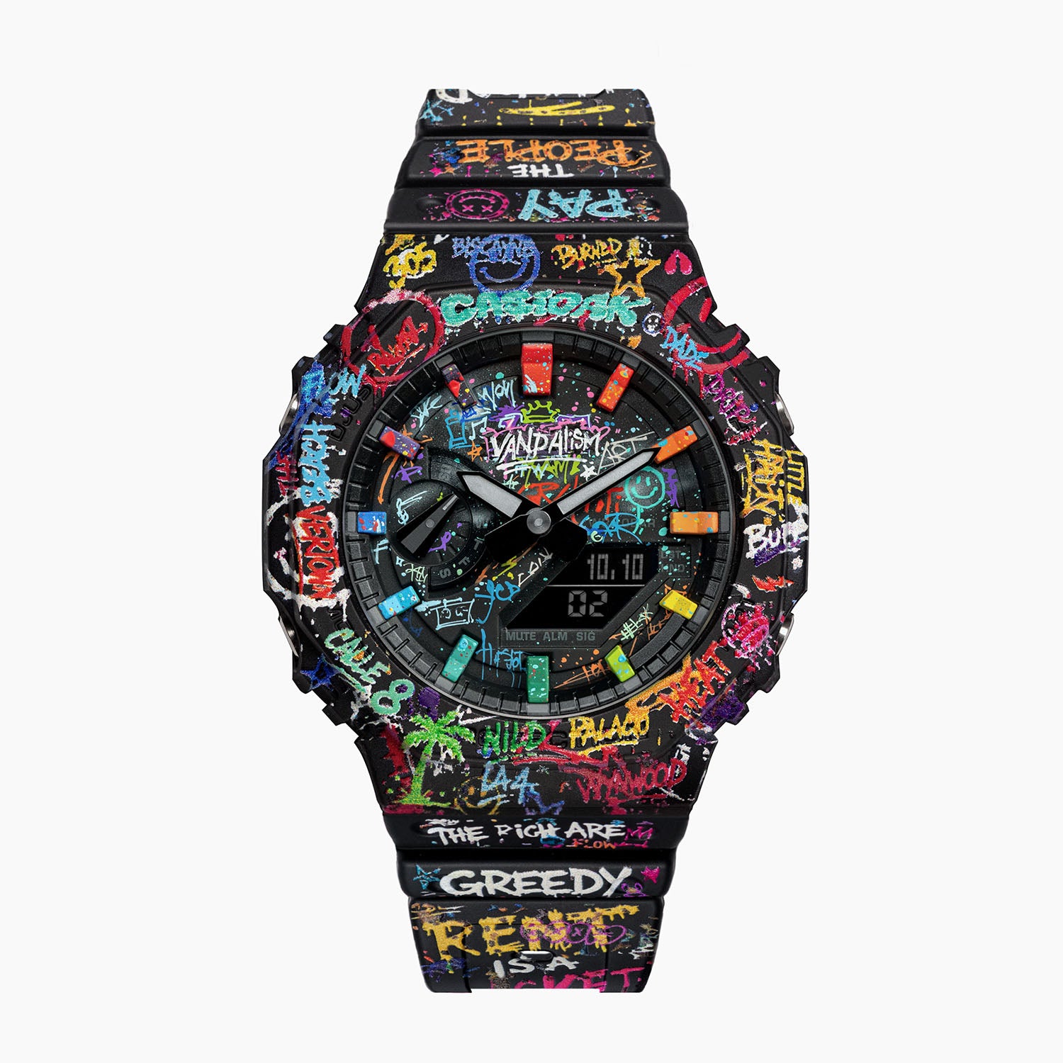 Casio G-Shock Vandalism — Custom Casio G-Shock GA-2100 with a hand-painted graffiti dial, a limited edition timepiece by IFL Watches