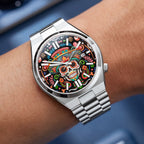 Citizen Tsuyosa Calavera Nocturna — Worn on wrist featuring hand-painted Mexican folk art skull with maracas and butterflies, limited edition by IFL Watches