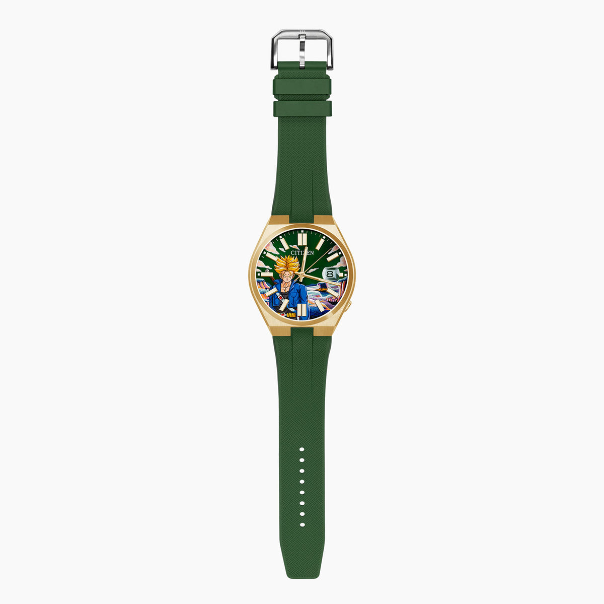 Citizen Tsuyosa Strap – Green FKM strap fitted to the hand-painted Future Fury Concept by IFL Watches