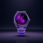 Defiant Shadow Concept — Custom hand-painted Citizen Zenshin photographed in darkness, dial artwork and lume hands glowing purple, a bespoke timepiece by IFL Watches.