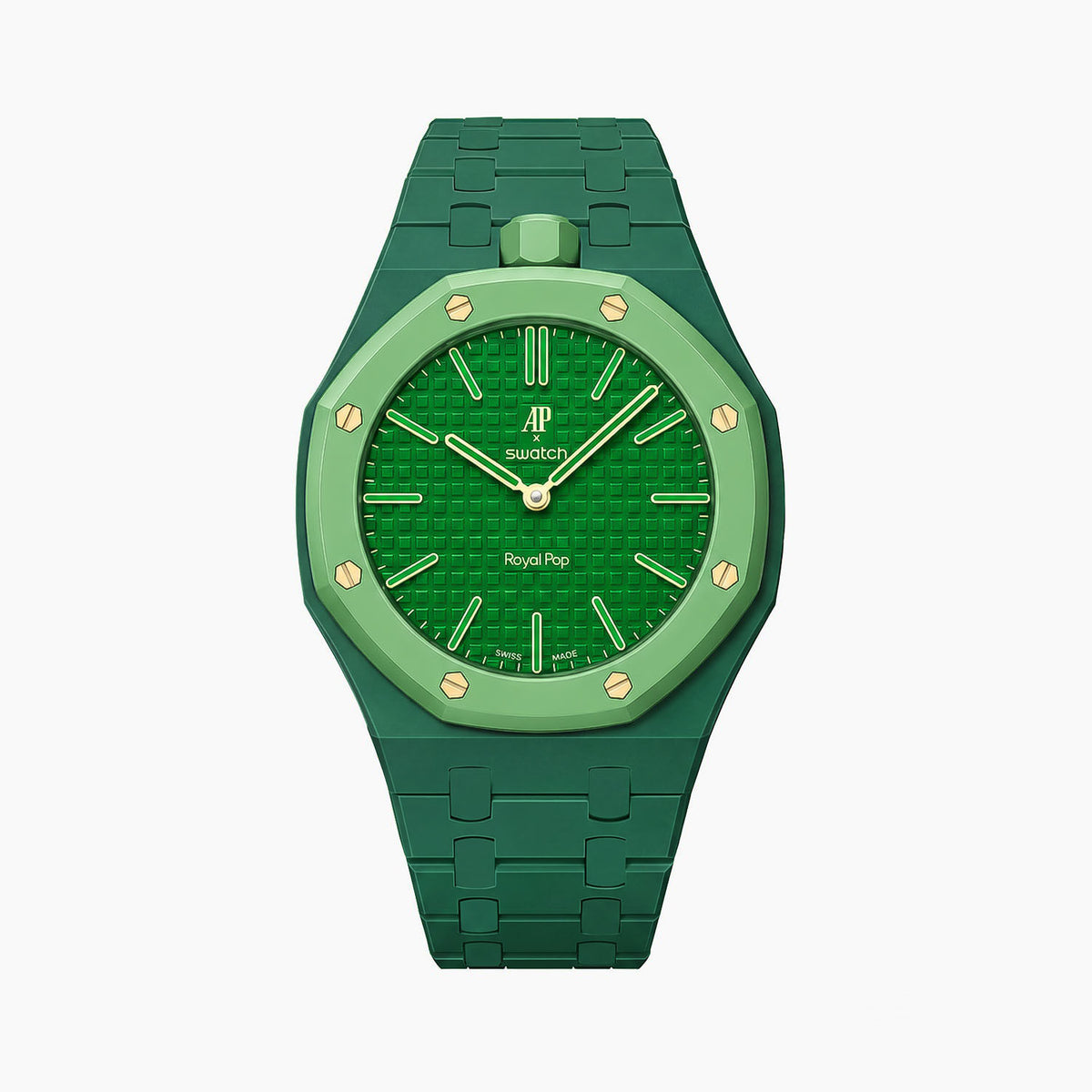 Bioceramic Strap & Case for AP X Swatch Royal Pop Green Eight