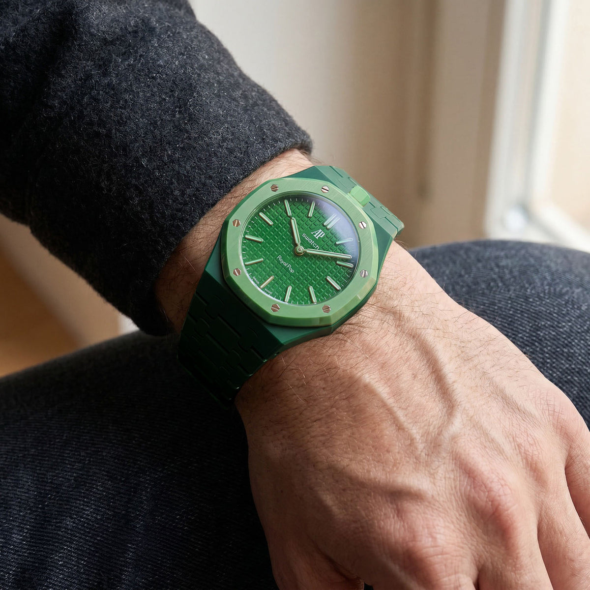 Bioceramic Strap & Case for AP X Swatch Royal Pop Green Eight