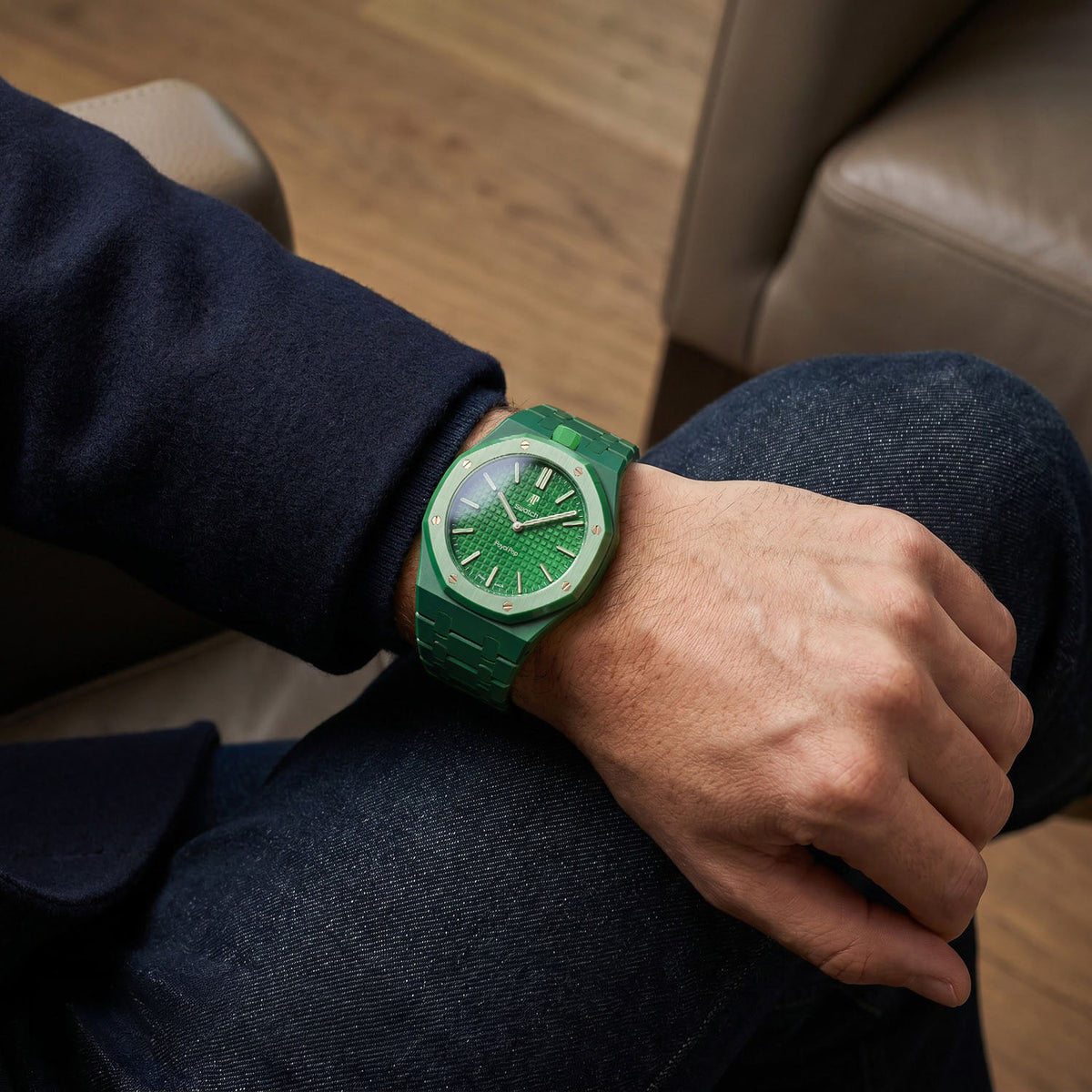Bioceramic Strap & Case for AP X Swatch Royal Pop Green Eight