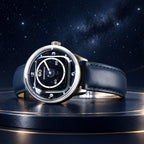 Mandetbrote Orbital II Blue — Standing on a platform beneath a Milky Way backdrop, available at IFL Watches.