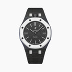 Ocho Negro Swatch × AP Royal Pop Ceramic Case-Strap — stealth black kit with the Royal Pop head seated in the case, by IFL Watches