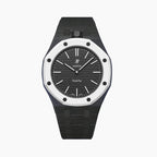Ocho Negro Swatch × AP Royal Pop Ceramic Case-Strap — stealth black kit with the Royal Pop head seated in the case, by IFL Watches