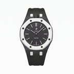 Ocho Negro Swatch × AP Royal Pop Rubber Case-Strap — stealth black kit with the Royal Pop head seated in the case, by IFL Watches