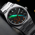 PRX Terra Aurora – Hand-painted concept on Tissot PRX featuring custom Aurora Borealis artwork, limited edition by IFL Watches