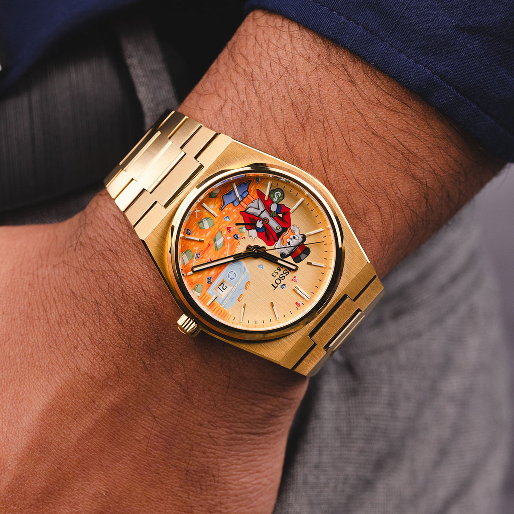 A Dime in Time Concept – Hand-painted custom Tissot PRX featuring wealth collector artwork, a bespoke timepiece by IFL Watches