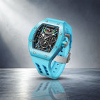 Tsar Bomba Atomic Lake Blue — Standing on a polished floor, showing the strap and case profile, available at IFL Watches.
