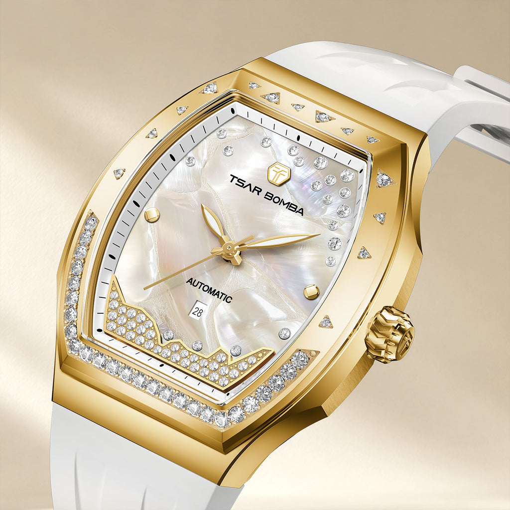 Tsar Bomba Lumina White Gold — Close angled view of the lab-grown diamonds across the dial, available at IFL Watches.