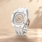 Tsar Bomba Nucleus Femme 03 White — Standing on a pedestal, seen in three-quarter view, available at IFL Watches.