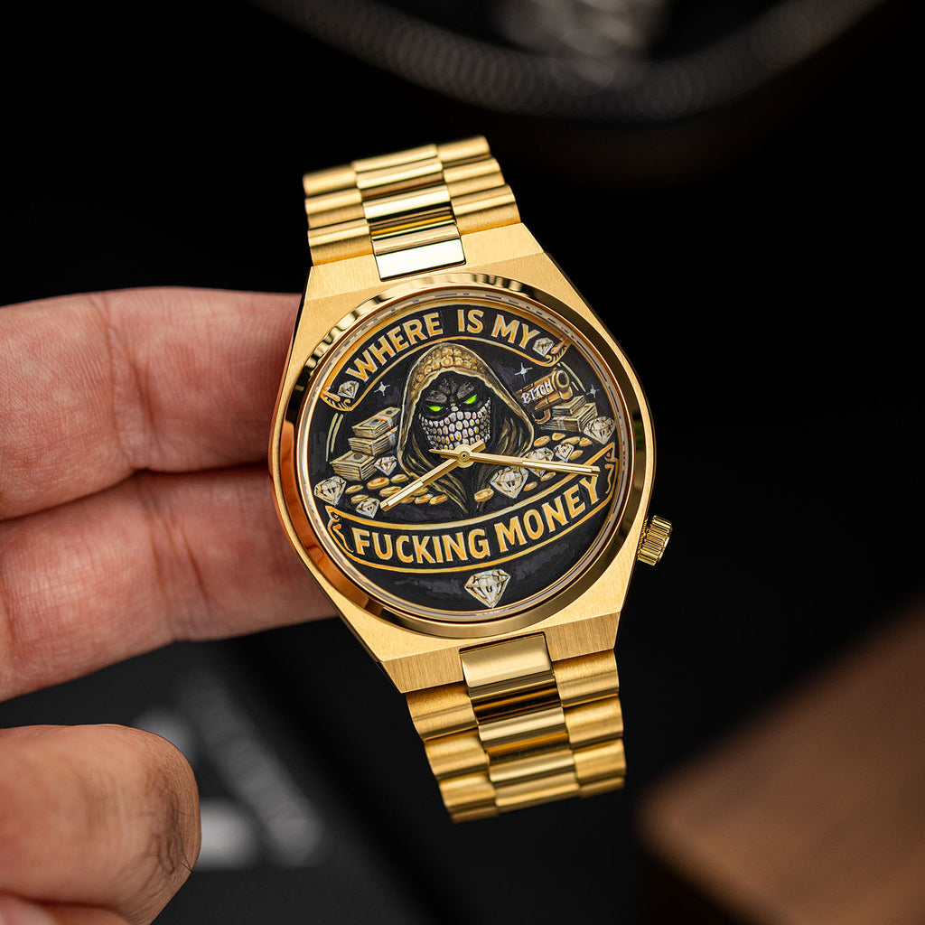 Where Is My Money – Hand-painted custom Citizen Tsuyosa Automatic featuring guardian and diamond artwork, a bespoke timepiece