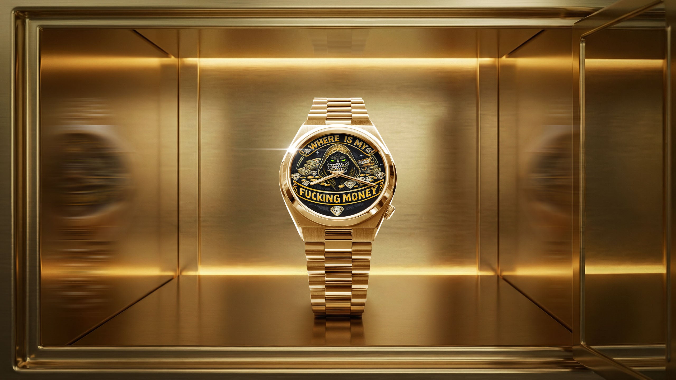 Where Is My Money – Hand-painted custom Citizen Tsuyosa Automatic bespoke timepiece