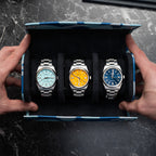 Azure Camo Leather Watch Roll – Three Watches