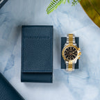 Navy Chronovault – Premium Leather Watch Pouch