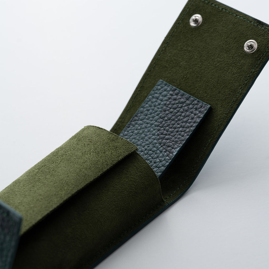 Verdant Camo Chronovault – Premium Leather Watch Pouch