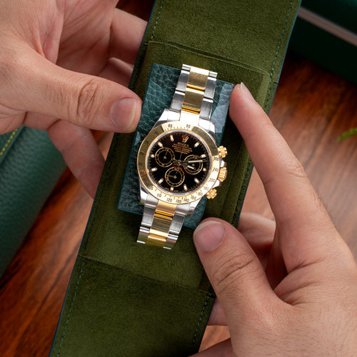 Verdant Camo Chronovault – Premium Leather Watch Pouch