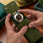 Verdant Camo Chronovault – Premium Leather Watch Pouch