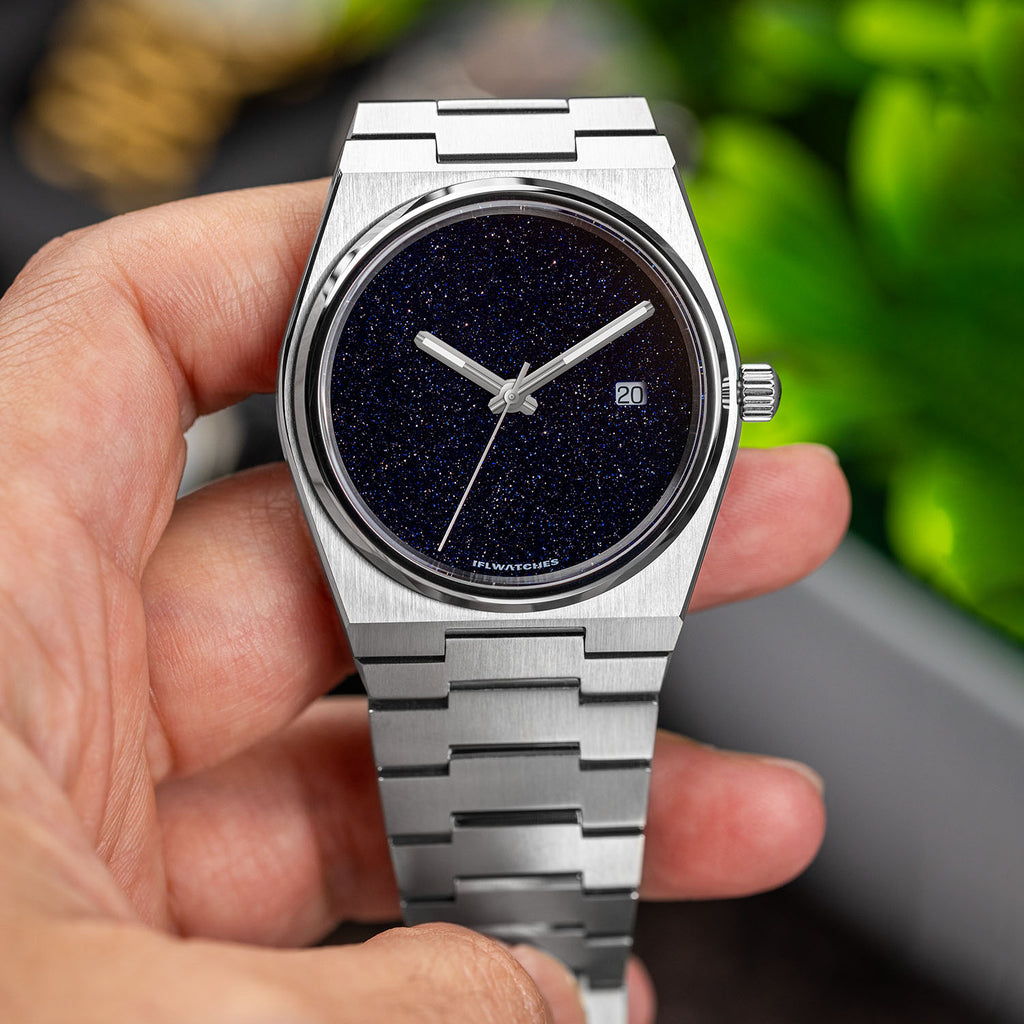 Aventurine Steel Concept – Custom natural aventurine stone dial on stainless steel watch, bespoke timepiece by IFL Watches