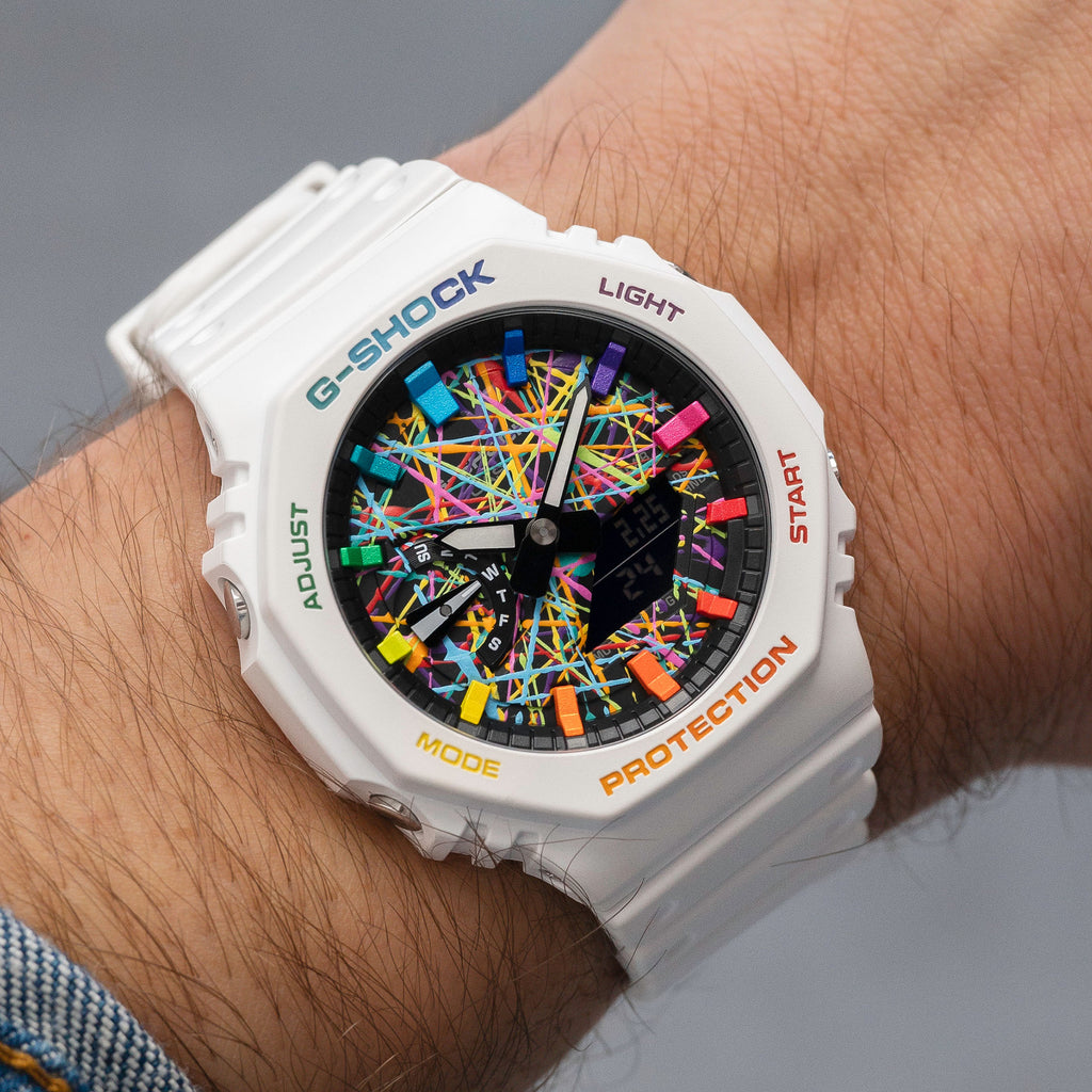 G Shock CasiOak White Freak Rainbow