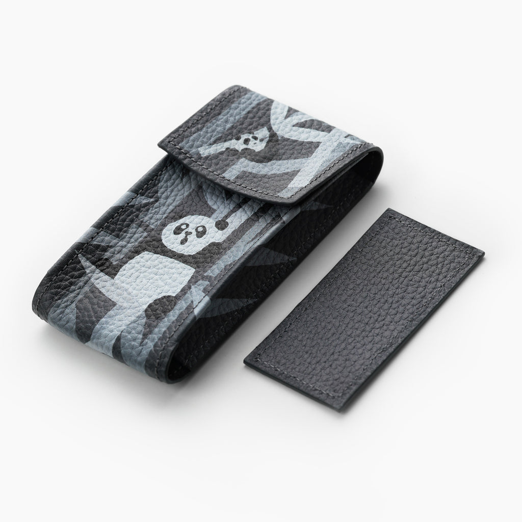 Charcoal Panda Leather Watch Pouch