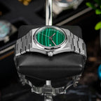 Malachite Steel Concept – Custom natural malachite stone dial on stainless steel watch, bespoke timepiece by IFL Watches