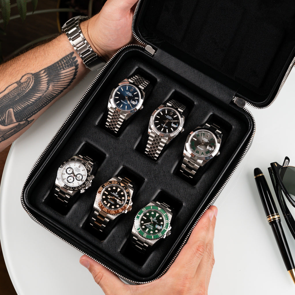 Black Saffiano Watch Box – Six Watches – IFL Watches Black Saffiano Watch Box – Six Watches – IFL Watches