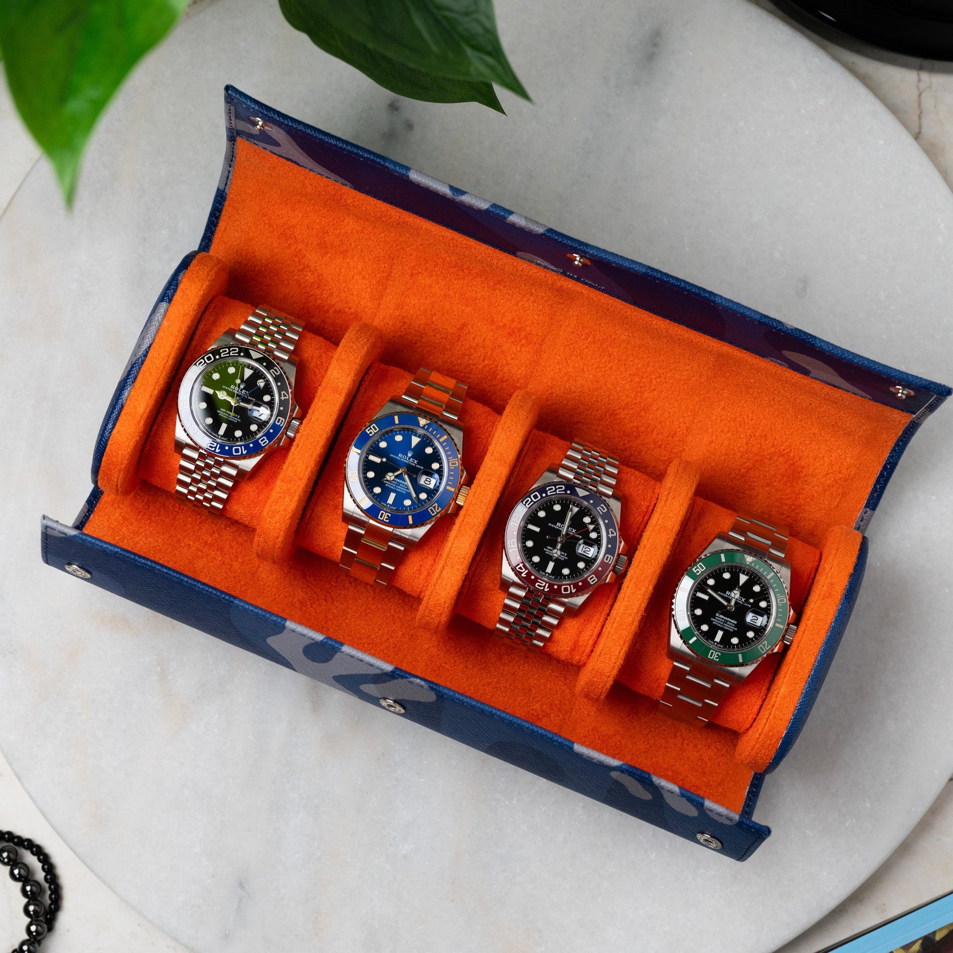 Blue Camo Watch Roll – Four Watches