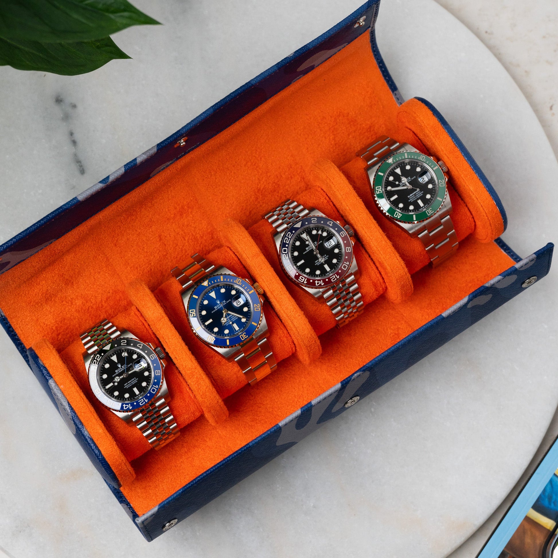 Blue Camo Watch Roll – Four Watches